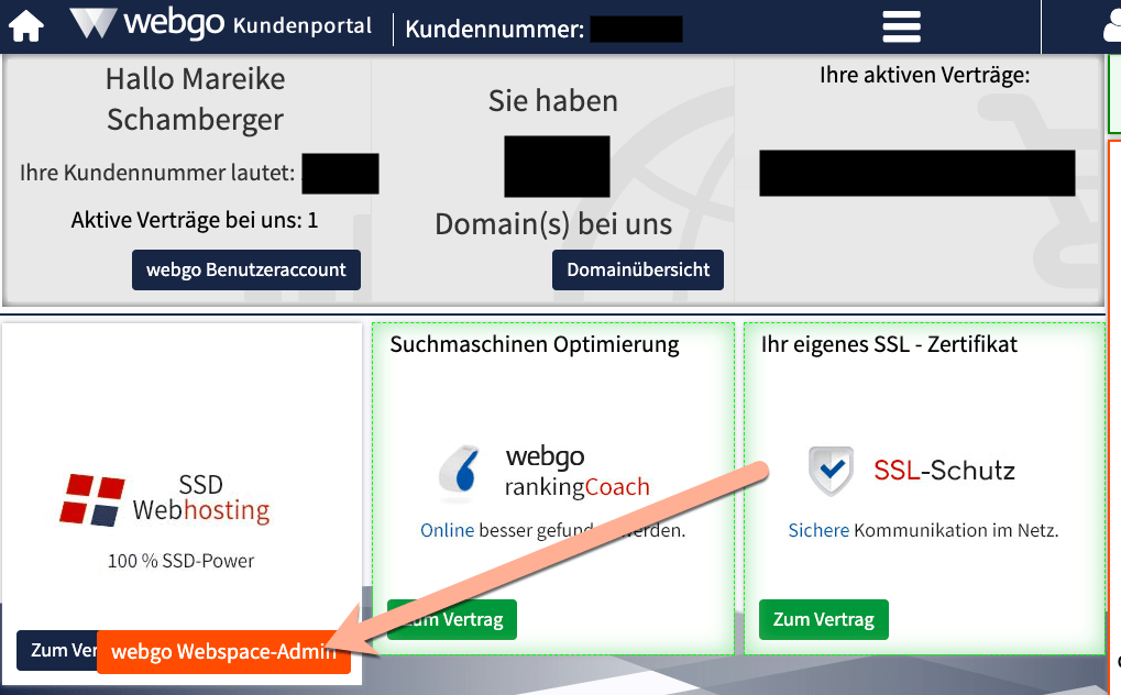 Webgo Hosting Webspace Admin, SSL Zertifikat erstellen, SSL Zertifikat einrichten